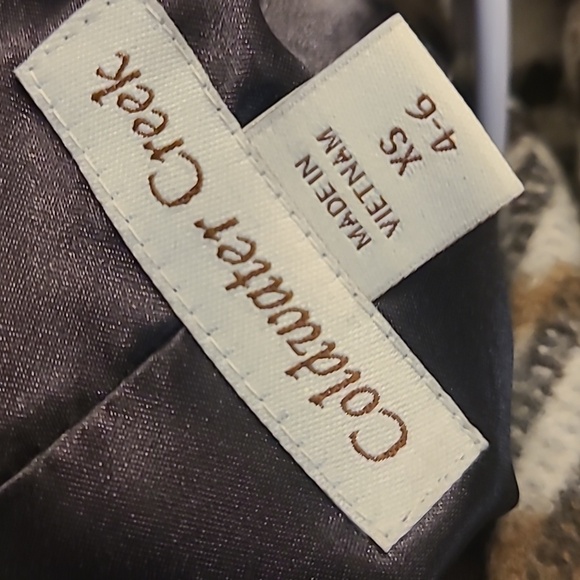 Coldwater Creek Plaid Wrap Pea Coat Size XS (4/6) In Cream + Brown - Picture 5 of 7